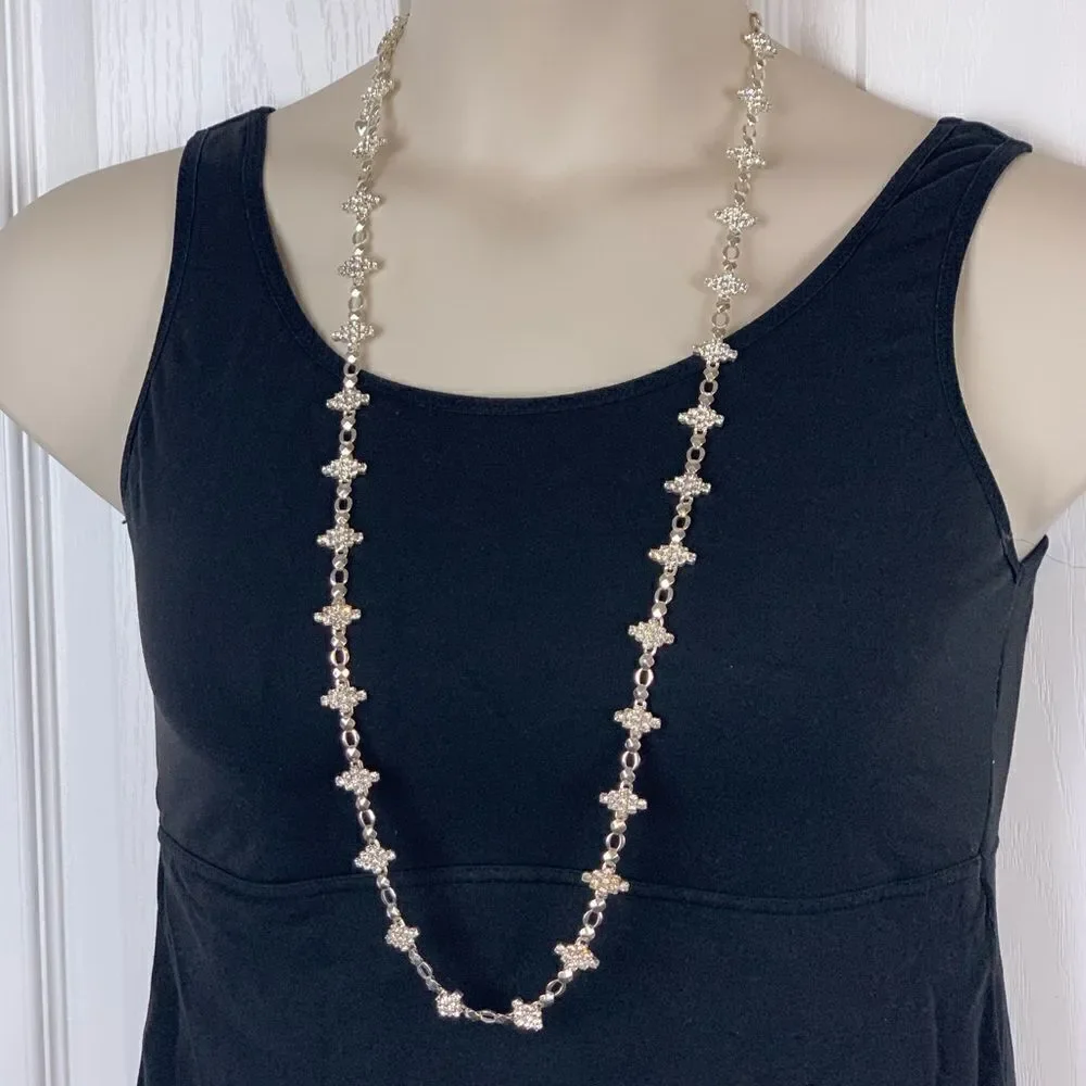 Long Rhinestone Station Necklace‎
